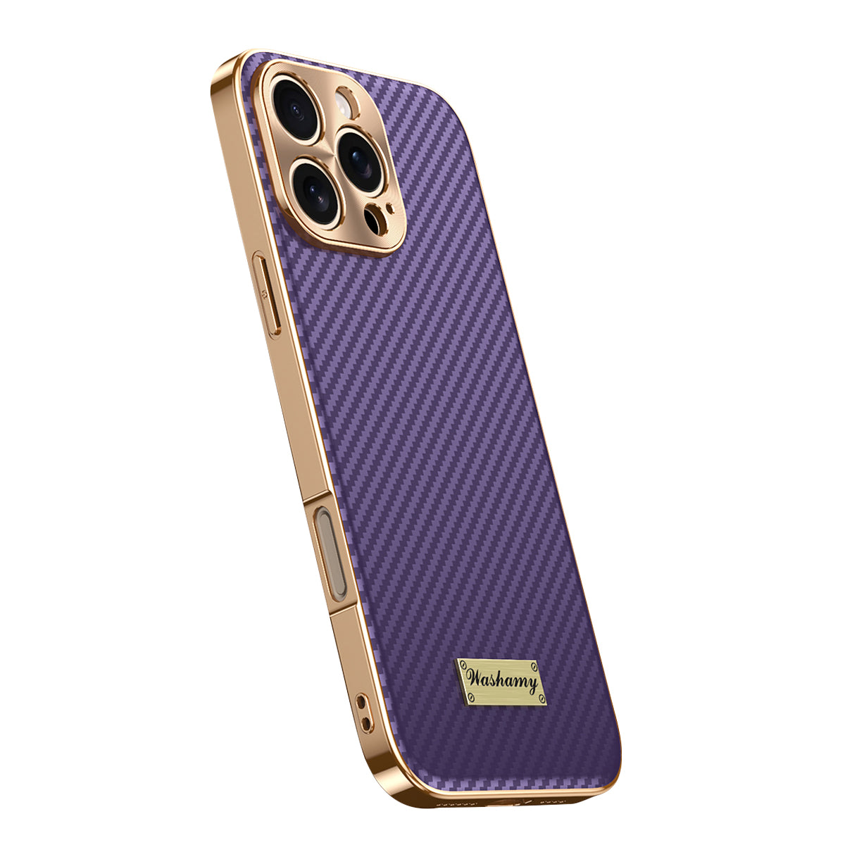 Luxury Carbon Fiber Textured Leather iPhone Case - Shockproof, Alloy Metal Lens, Plating Design, Durable, Slim Fit Protection