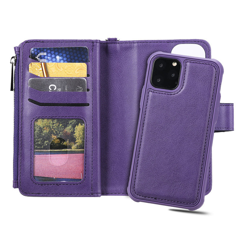 Luxury Magnetic Detachable Wallet Case – Premium Leather Flip Cover, Card Slots, Handbag Design, Stand Feature for iPhone