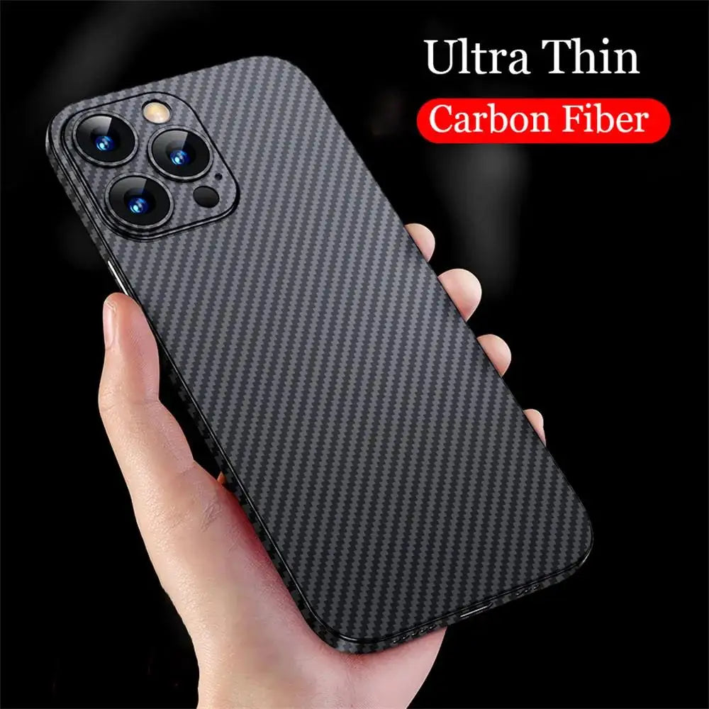 Luxury Ultra-Thin Carbon Fiber Matte Case – 0.2mm PP Back Cover for iPhone Models, Lightweight, Sleek, and Durable Protection