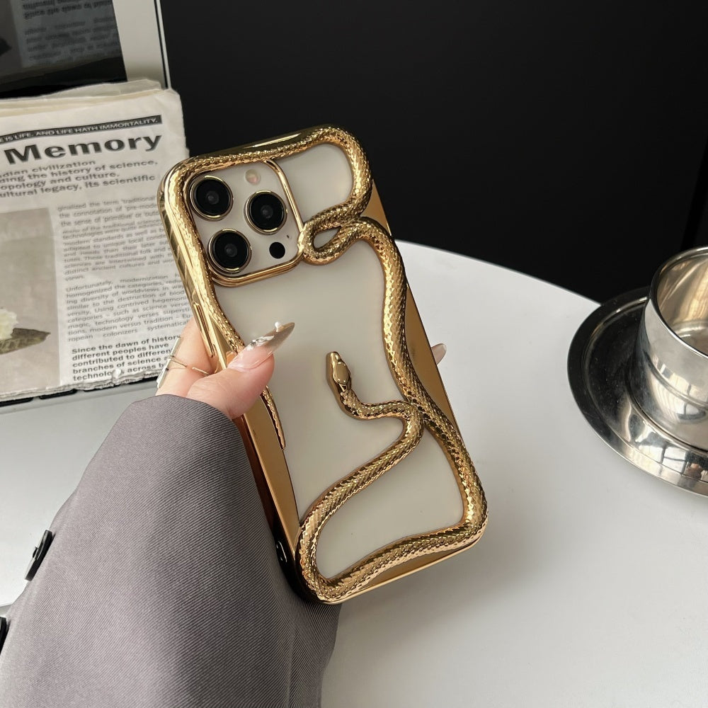 Luxury Snake Design Phone Case – Premium 3D Python Texture, Stylish Gold & Silver Finish, Elegant Cover for Maximum Style