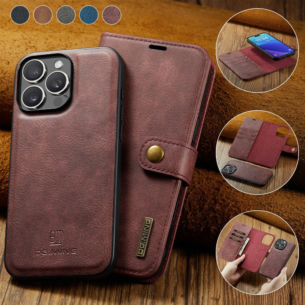 Premium Detachable Magnetic Leather Wallet Case – Card Holder, Shockproof Protection, and Stylish Flip Cover for Secure and Convenient Use