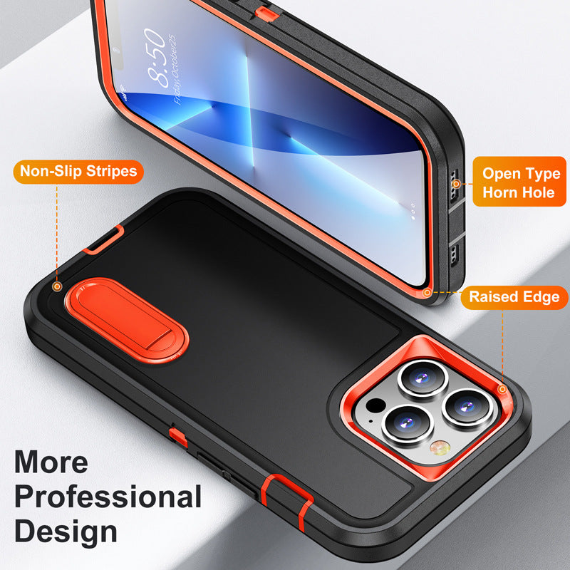 Hybrid Military-Grade Defender Case – Kickstand Full-Body Protection Cover for iPhone Models, Rugged and Shockproof Design