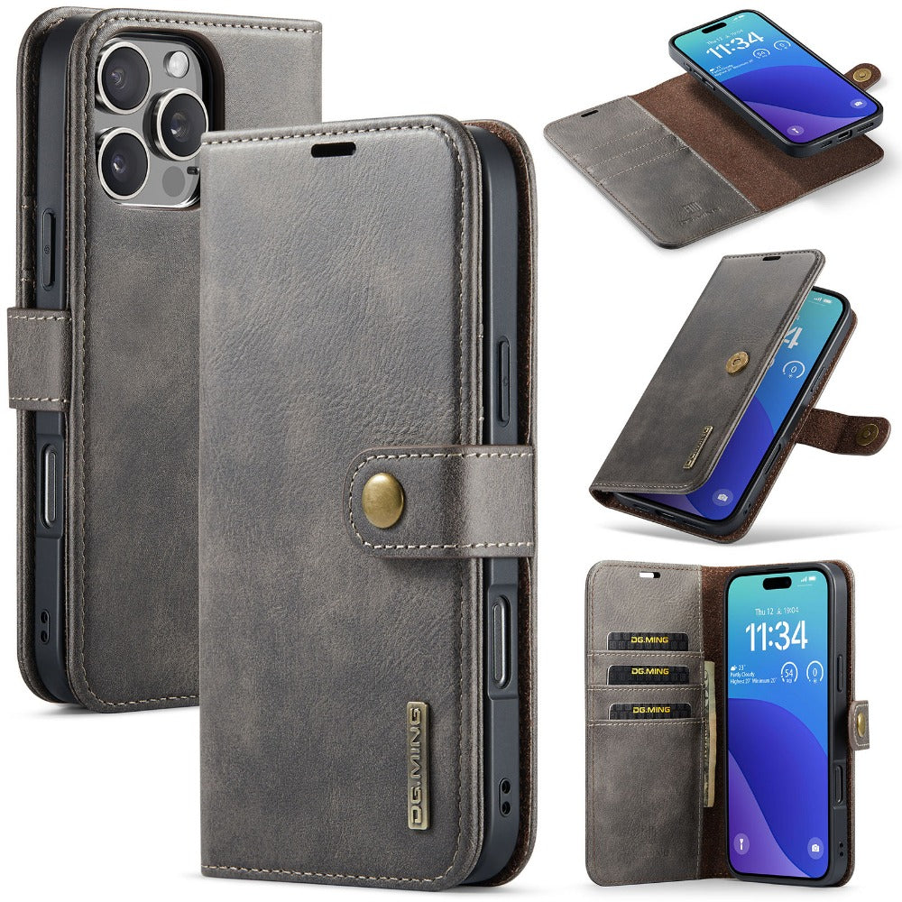 Premium Detachable Magnetic Leather Wallet iPhone Case – Card Holder, Shockproof Protection, and Stylish Flip Cover for Secure and Convenient Use