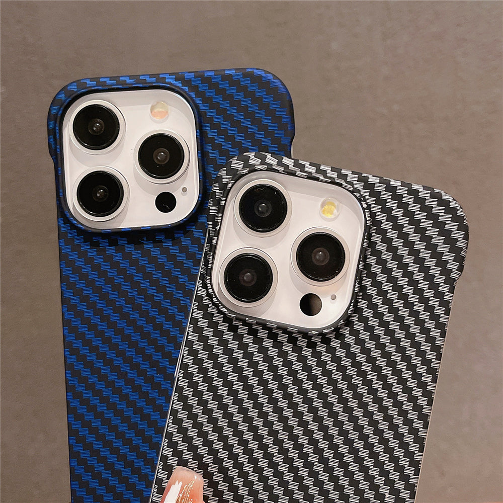 Premium Ultra-Thin Carbon Fiber Pattern Phone Case – Frameless Slim Hard Cover for iPhone Models, Lightweight and Durable