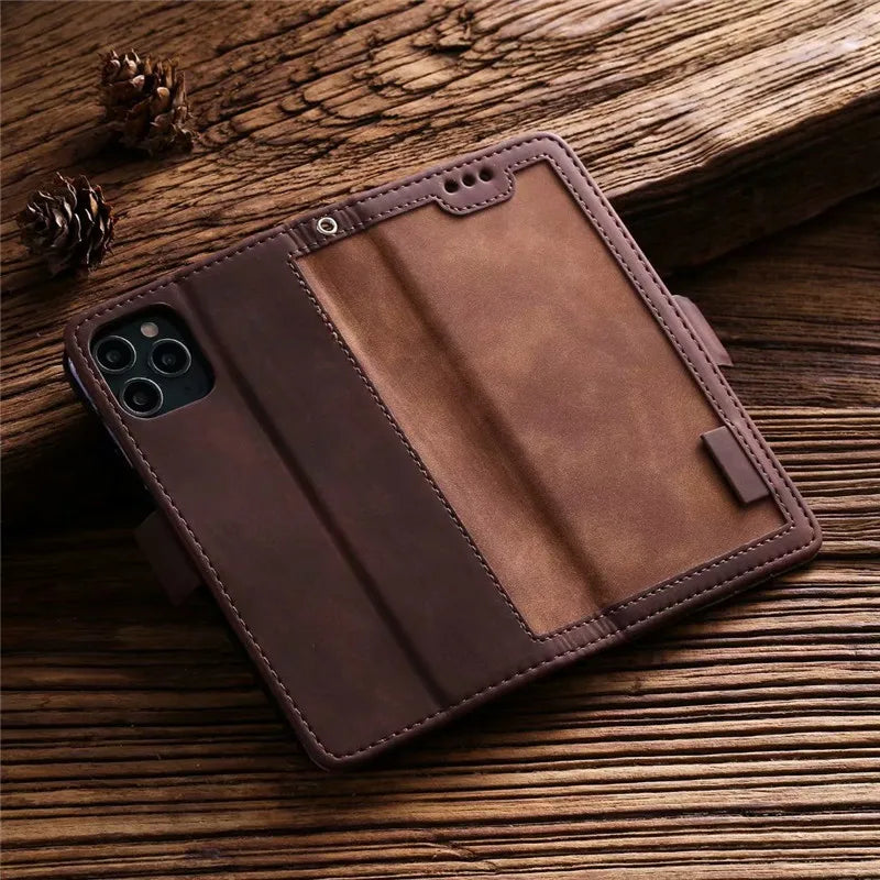 Luxury Leather Flip Case – Premium Wallet Cover, Magnetic Closure, Card Slots, Shockproof Protection, Elegant Design for iPhone