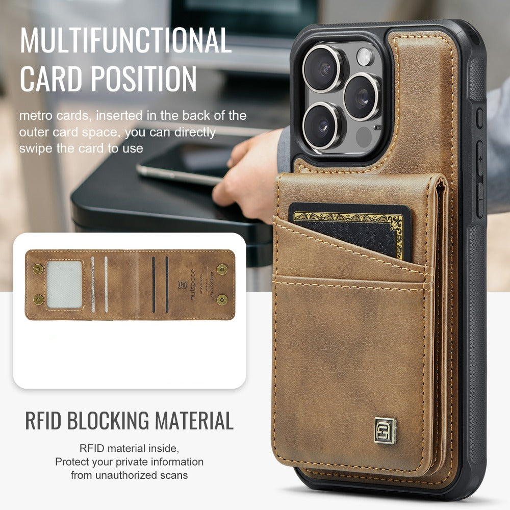 Luxury 2-in-1 Magnetic Wallet Phone Case – Detachable Leather Flip Cover with Card Holder, Wrist Strap, and Secure Magnetic Closure for Ultimate Protection