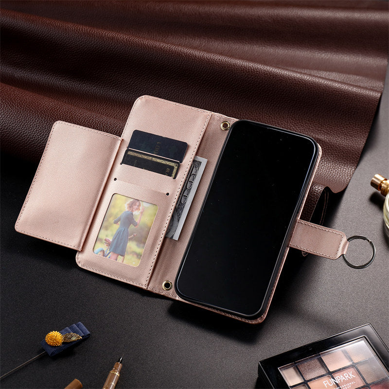 Luxury Leather Flip Phone Case – Premium Wallet, Bracket Protection,  Elegant Cover with Card Slots, Durable & Functional