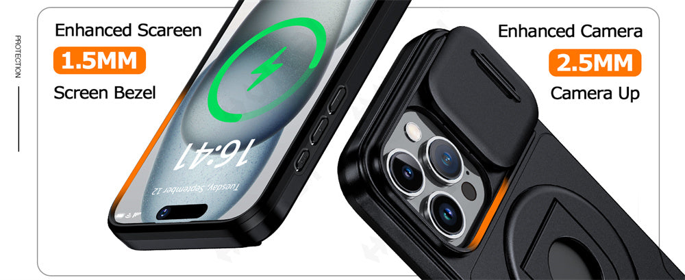 Magnetic Ring Stand iPhone Case – 360° Rotatable Shockproof Drop Protection Cover for iPhone Models