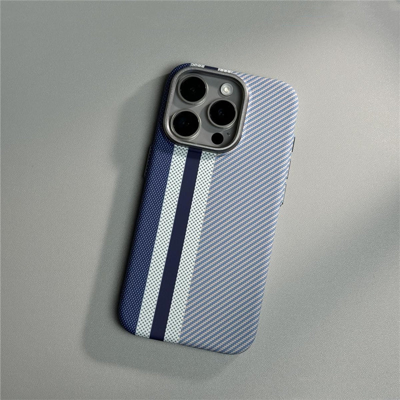 Hit Color Carbon Fiber Texture MagSafe Phone Case – Wireless Charging Hard PC Cover with Relief Design for iPhone Models