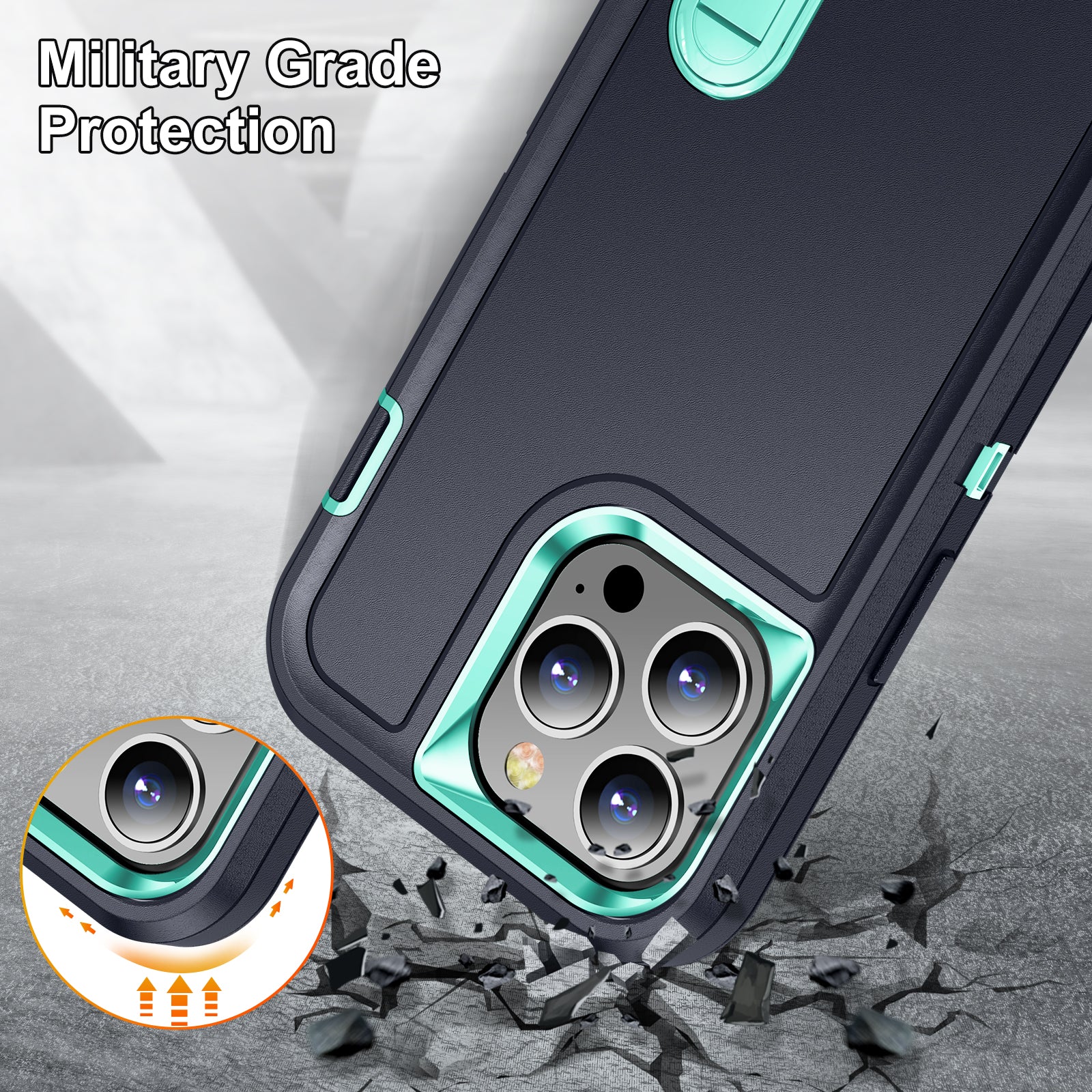 Hybrid Military-Grade Defender Case – Kickstand Full-Body Protection Cover for iPhone Models, Rugged and Shockproof Design