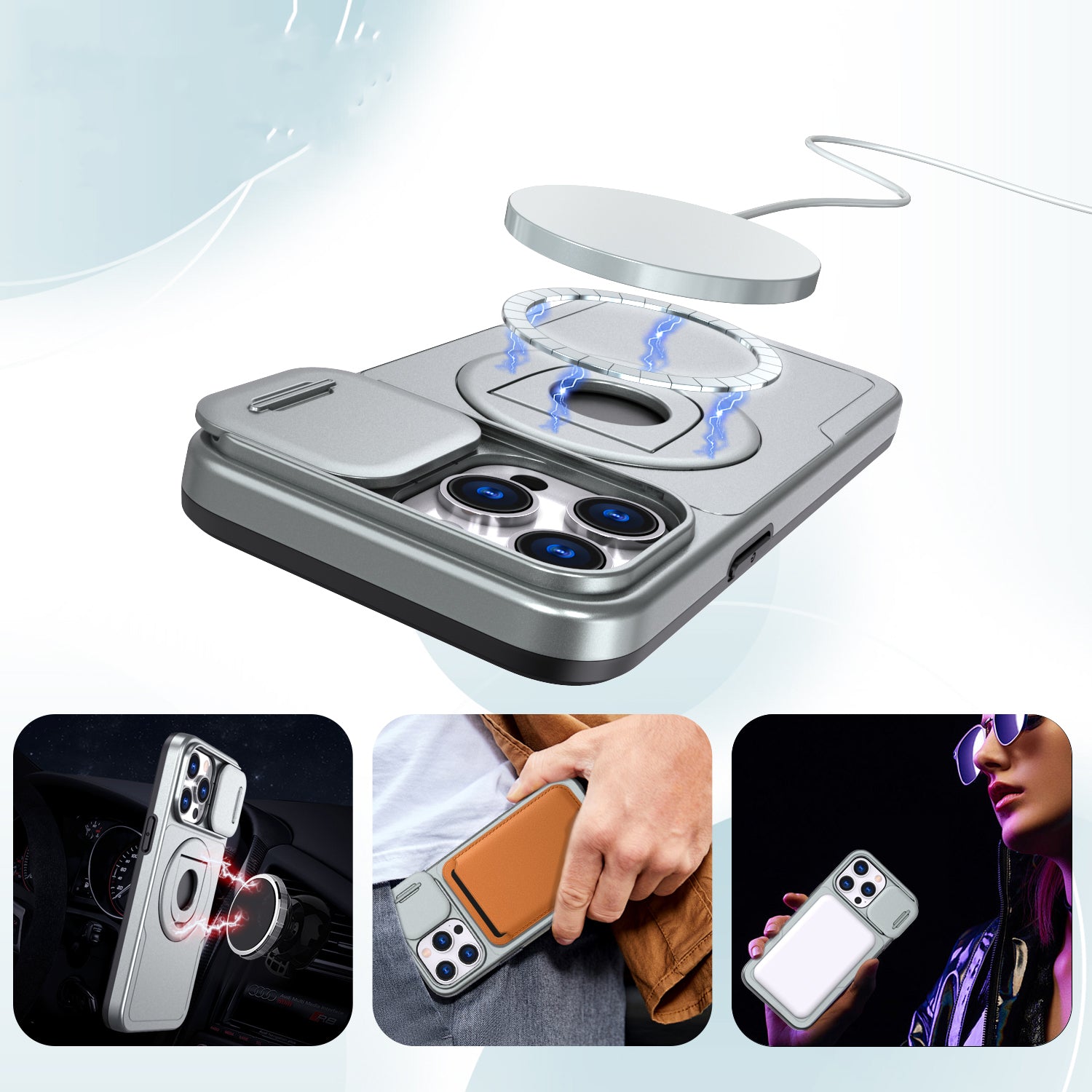 Magnetic Ring Stand iPhone Case – 360° Rotatable Shockproof Drop Protection Cover for iPhone Models