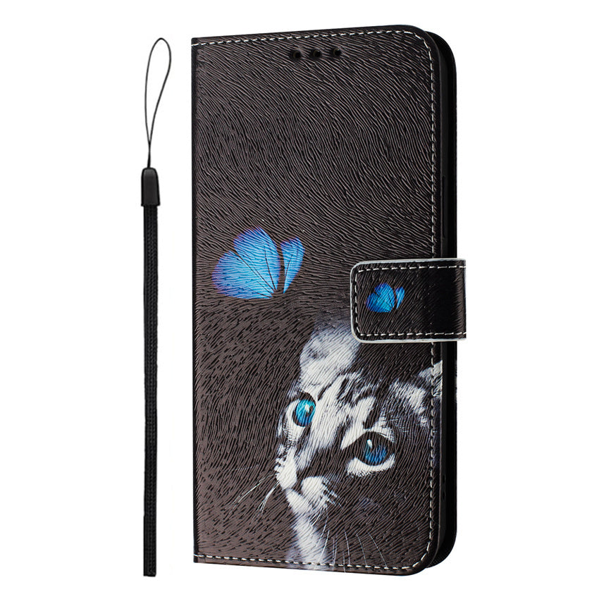 Cute Cat Butterfly Flower Leather Flip iPhone Case – Wallet Card Holder, Stand Function, Magnetic Closure, Durable PU Leather