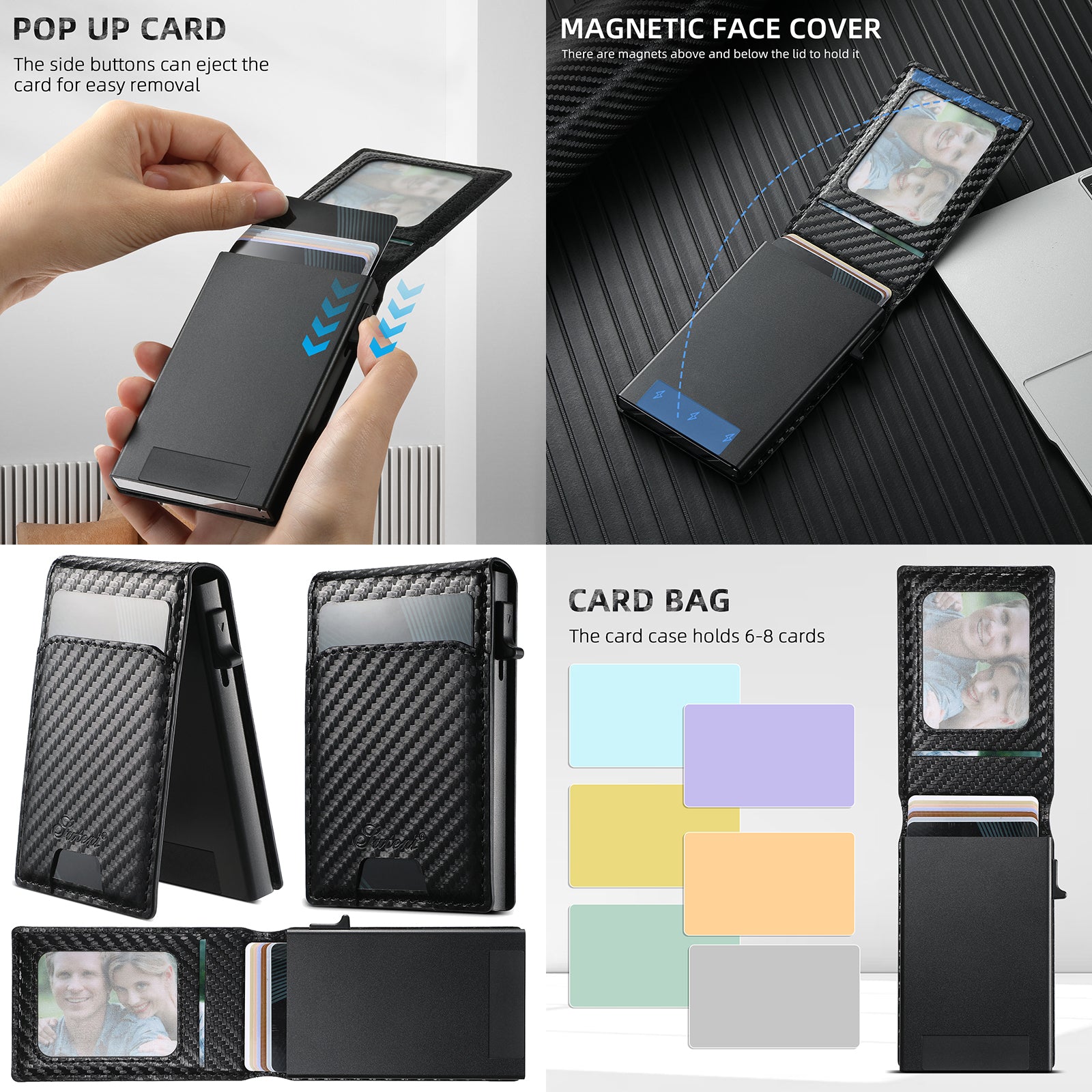 Carbon Fiber Texture Detachable Leather iPhone Case – Magnetic Wallet, Card Holder, Shockproof Protection, Stylish & Durable