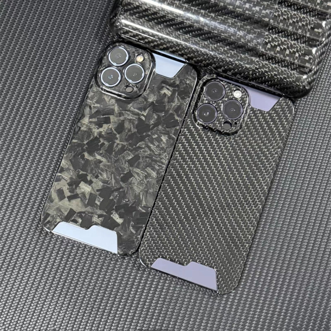 Glossy Forged Carbon Fiber Case – Ultra-Thin Genuine Glitter Shockproof Cover for iPhone Models, Sleek and Durable Design