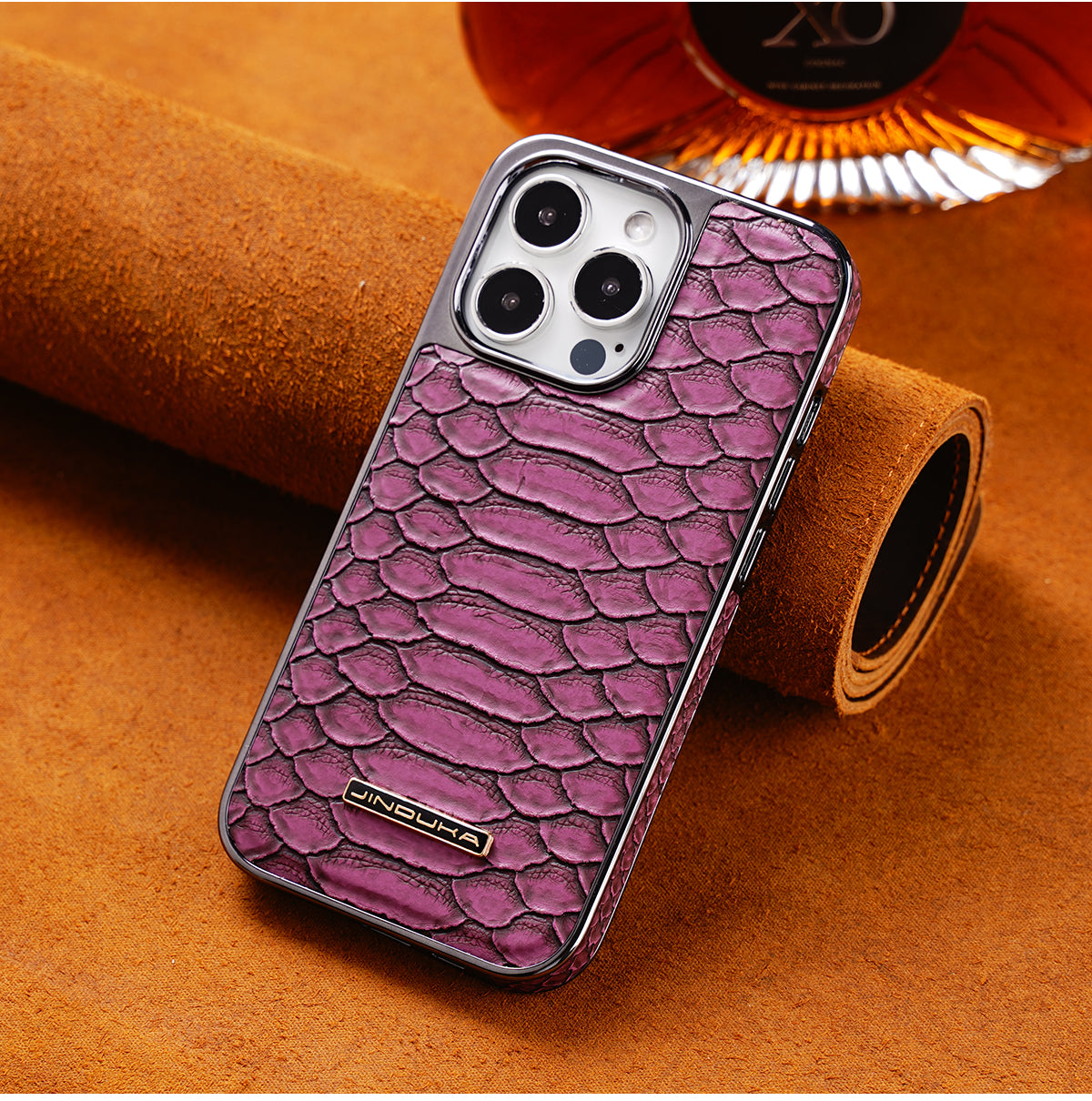 Luxury Leather Plating Shockproof Phone Case - Protective Snake Texture Durable Bumper Design for Enhanced Phone Protection