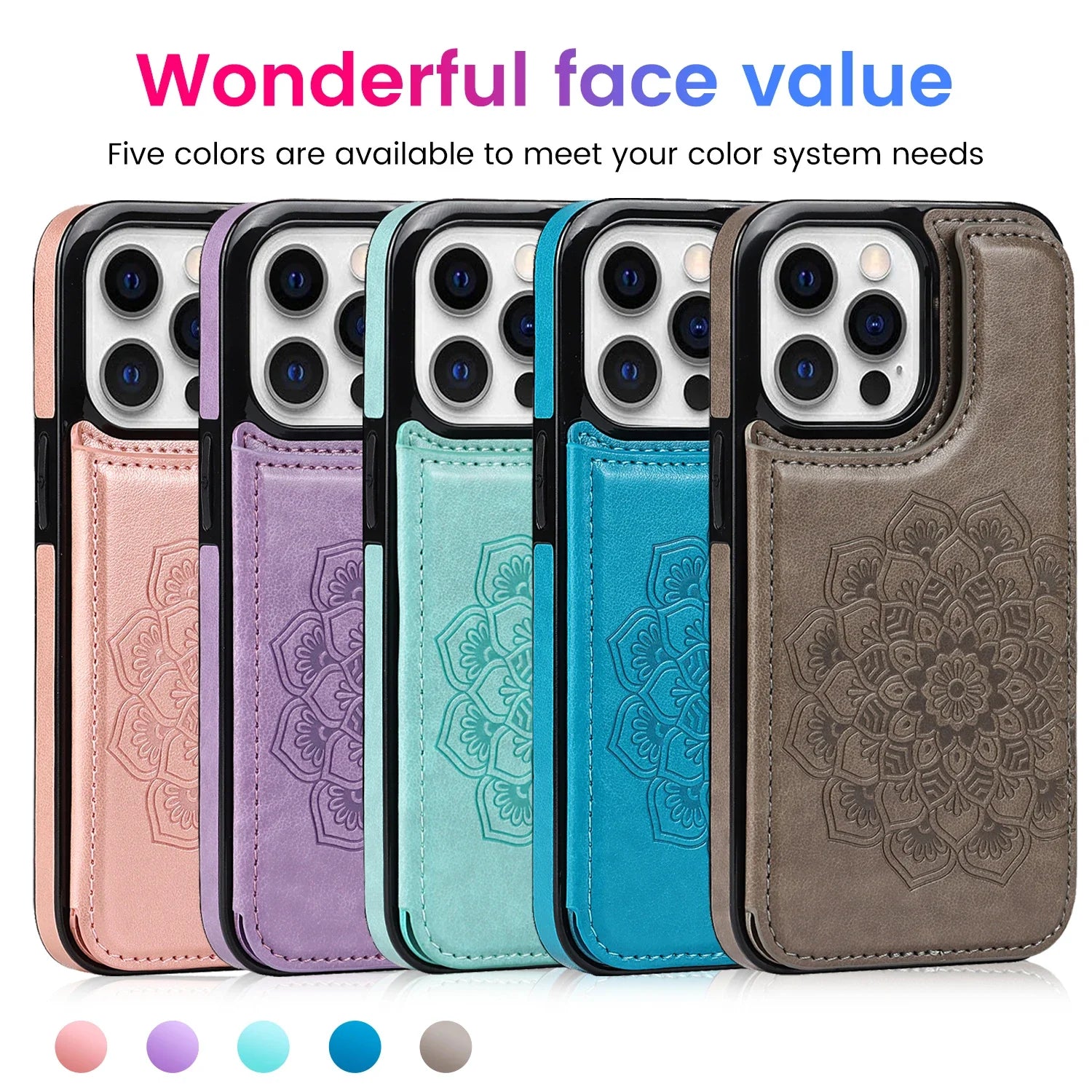 Luxury Wallet Datura Double Buckle iPhone Case – Magnetic Flip, Card Slot, Protective & Stylish Leather Cover | Case for iPhone