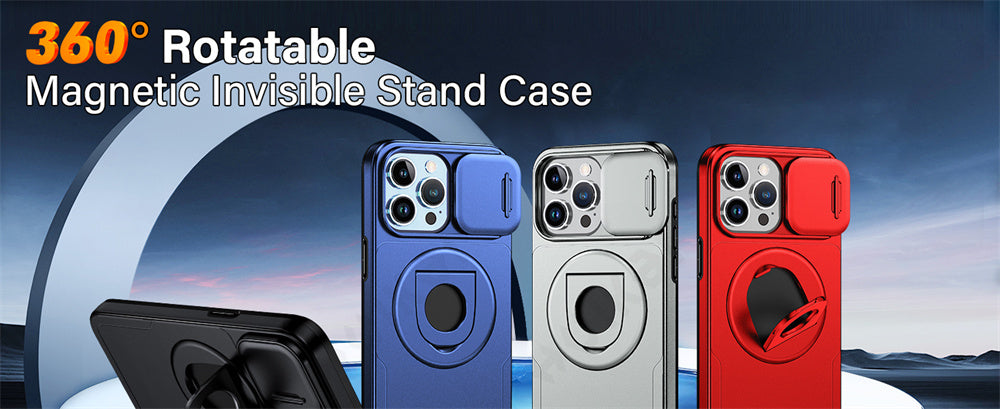 Magnetic Ring Stand iPhone Case – 360° Rotatable Shockproof Drop Protection Cover for iPhone Models