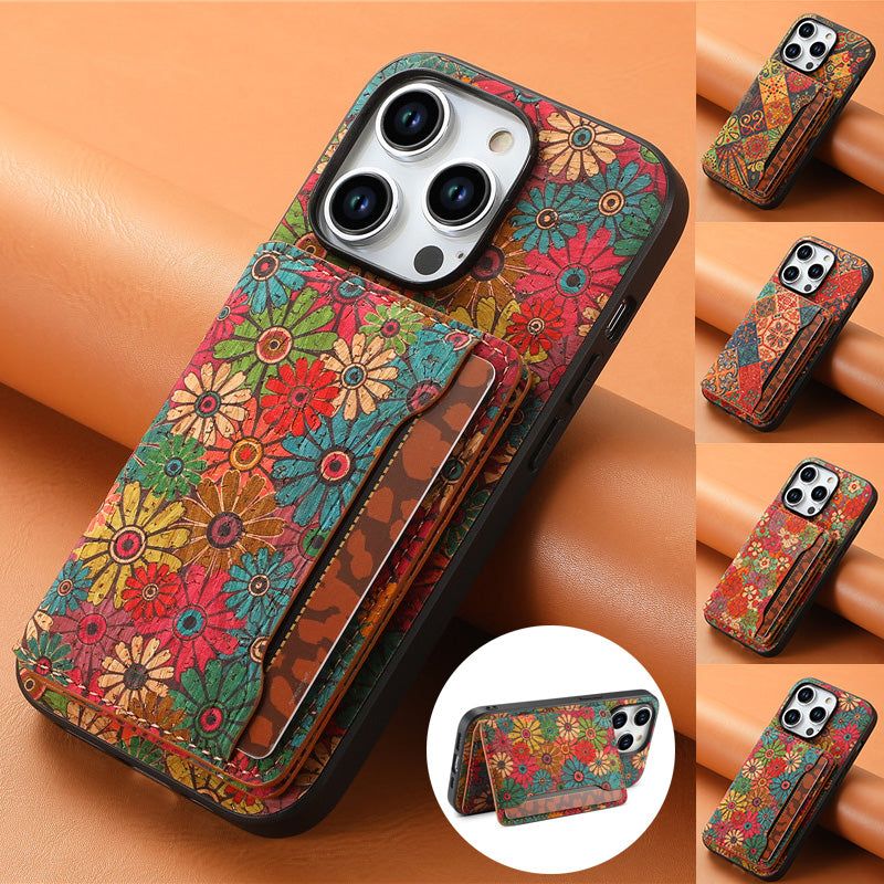 Luxury Flower Pattern Leather Magnetic Wallet Phone Case for iPhone – Card Holder, Stand Function, Protective Back Cover